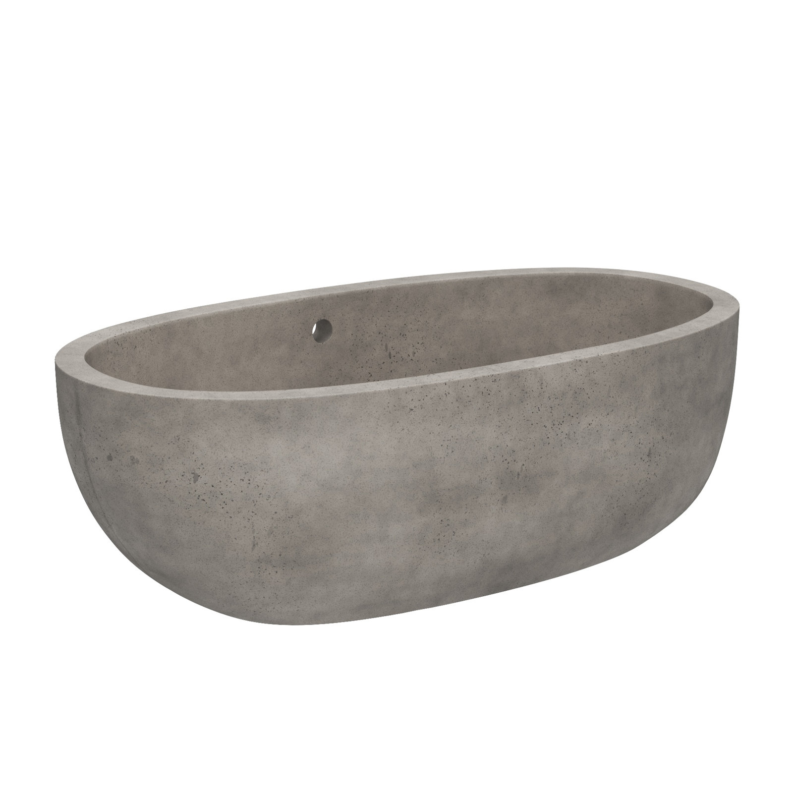 Avalon NativeStone Concrete Freestanding Oval Soaking Bathtub, Ash, 22" H x 36" W x 66" L