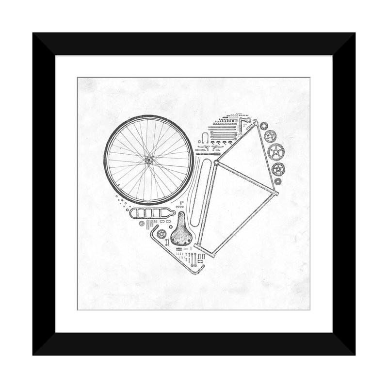 « love bike », impression sur toile tendue, H 16 po x l 16 po x P 1 po, Toile tendue, Blanc