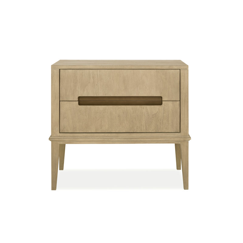 Palmer 2-Drawer Beach Teak Nightstand with Bronze Hardware