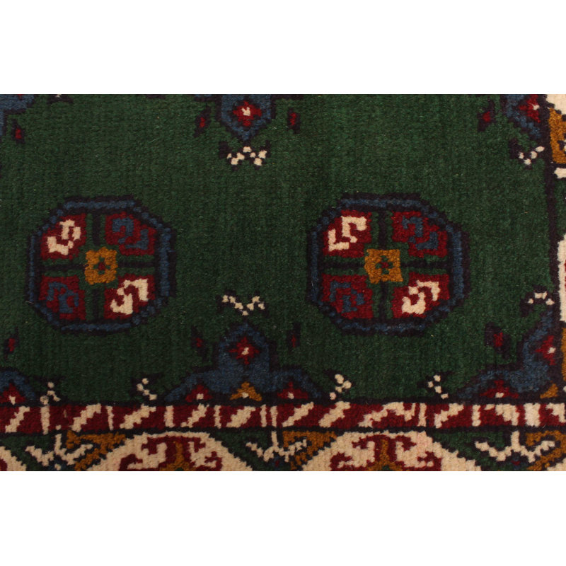 Tapis vert Ouzbék Kargahi 2 pi 8 po x 4 pi 1 po