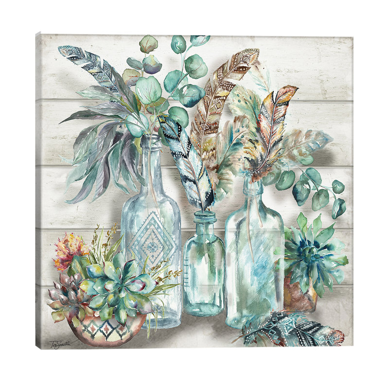 Tribal Feathers Still Life by Tribal Feathers Still Life - Wrapped Canvas Painting, 45.72 cm H x 45.72 cm W x 3.175 cm D