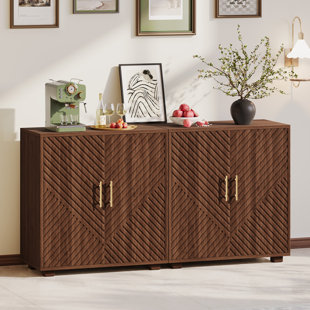 Accent Cabinet Gold Handle Adjustable Shelf Magnetic Closure Storage Cabinet For Entryway Living Room