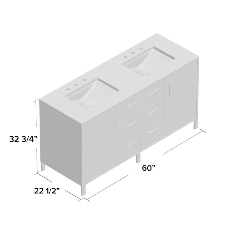 Metropolitan 60'' W Double Vanity, Silver Oak, Arctic Fall