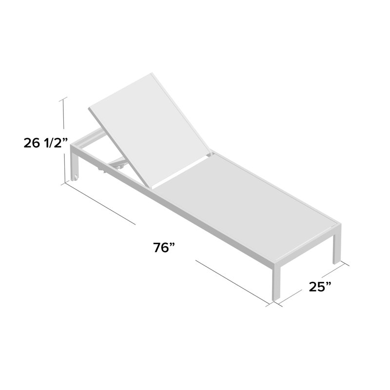 Bashira 76" Long Reclining Chaise Lounge Set, Silver