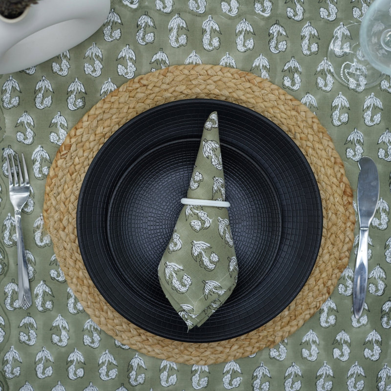 Fabdivine 18X18 Inch Cotton Napkins Set – Eco-Friendly & Elegant Table Décor, Super Star, Green