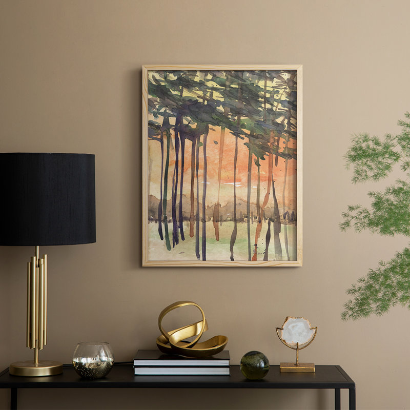 Entre les arbres II, reproduction encadrée - bois massif, H 21 po x l 17 po