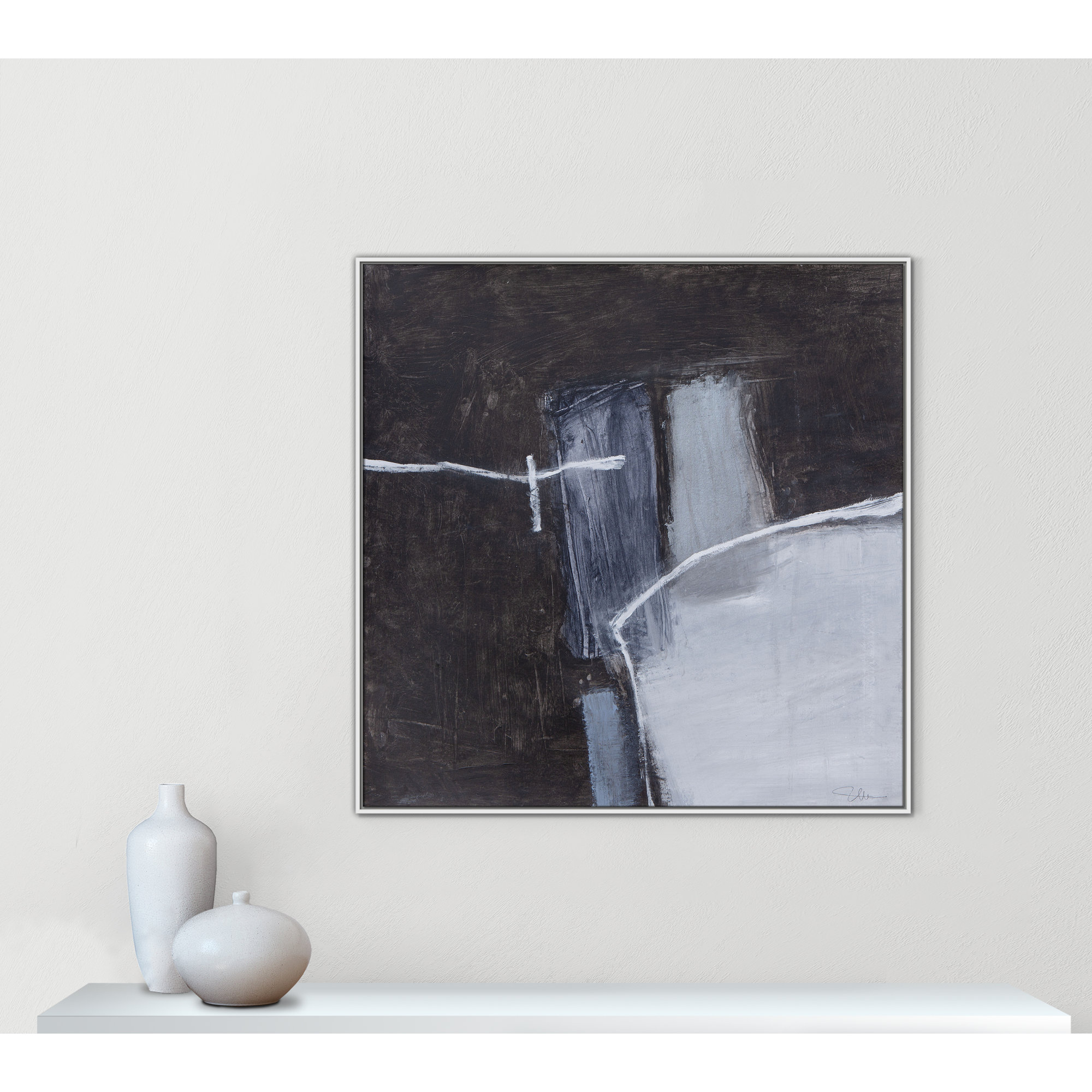 Graphite Gemstones I Print by Casa Fine Arts, White, 46.5" H x 46.5" W