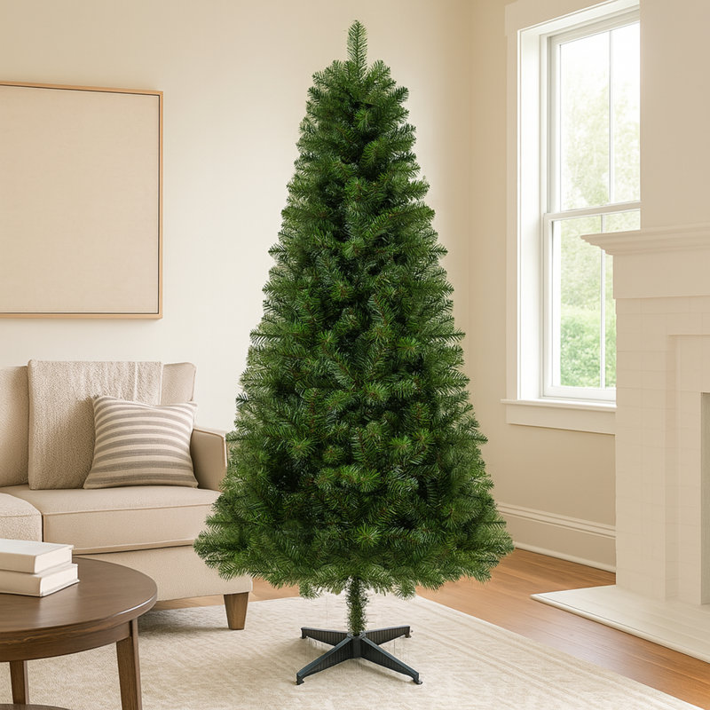 Arbre de Noël artificiel 6 pi, non éclairé avec 582 pointes en PVC et support en plastique à 4 pieds - Décoration de Noël de couleur verte