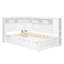 Lit de jour simple en bois avec tablettes de rangement, ports de chargement USB et lit gigogne, finition bois blanc