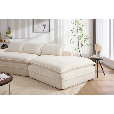 Modern Minimalist Modular Sectional Sofa,   Upholstered Cloud Couch With Deep Seats, Right Facing Chaise For Living Room