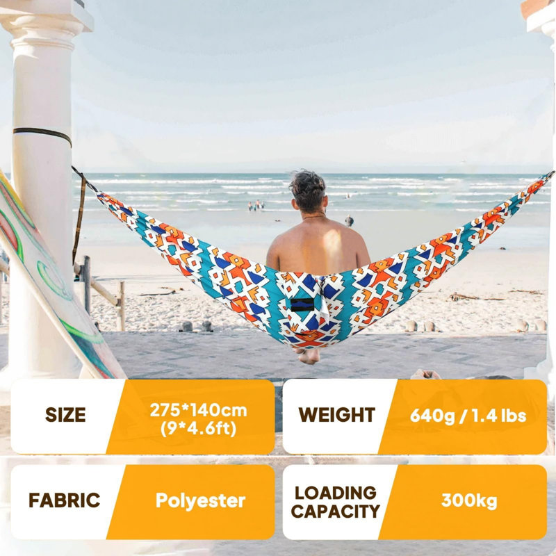 Ultralight Travel Camping Hammock | 300KG Weight Capacity Breathable Quick-Dry Polyester Hammock Complete with Carabiners & Tree Slings