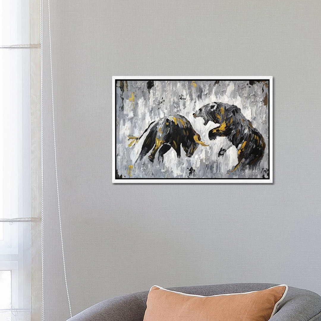 Bull Vs Bear Stock Market Close Ups I von Viola Gemälde - Galerie-umwickelte Leinwand Giclée auf Leinwand