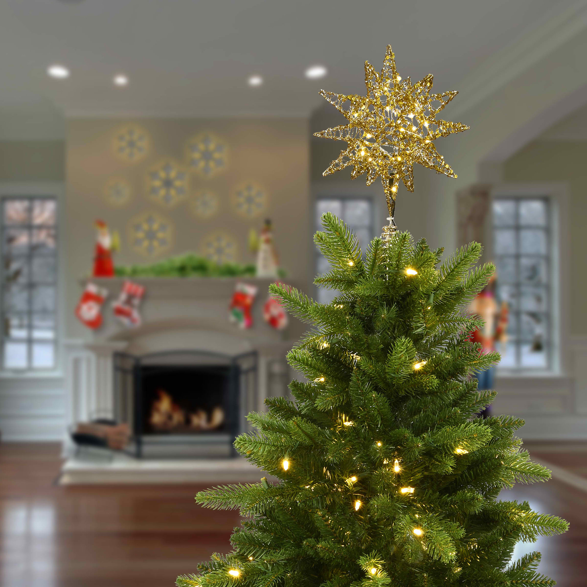 The Holiday Aisle® 14.5" Falling Star Tree Top for Artificial Trees with Dual Color Lights