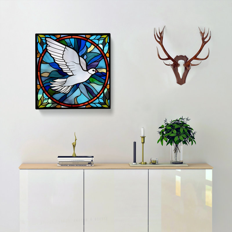 Dove Stained Glass Effect - Wrapped Canvas