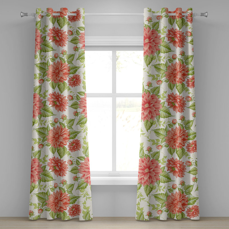 Rideau à motif floral 50 po x 84 po Red, L 50 po x L 120 po