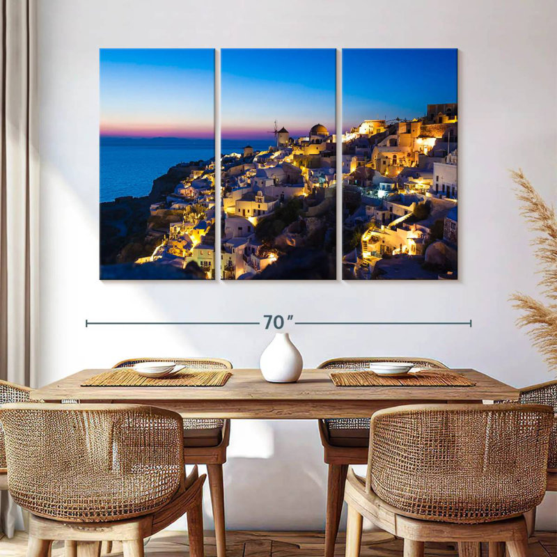Gillard Santorini au coucher du soleil, H 42 po x l 65 po