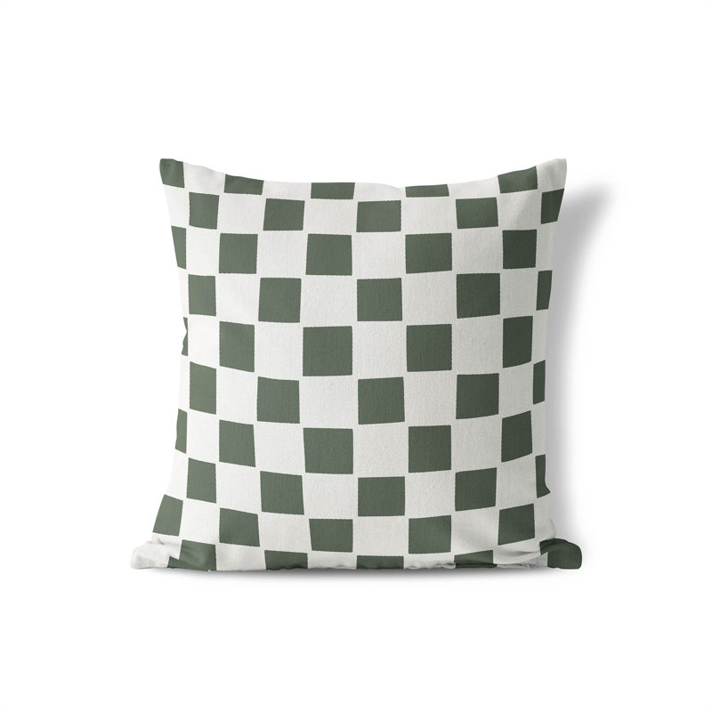 Coussin à carreaux, Chimichurri / vert, H 26 po x l 26 po