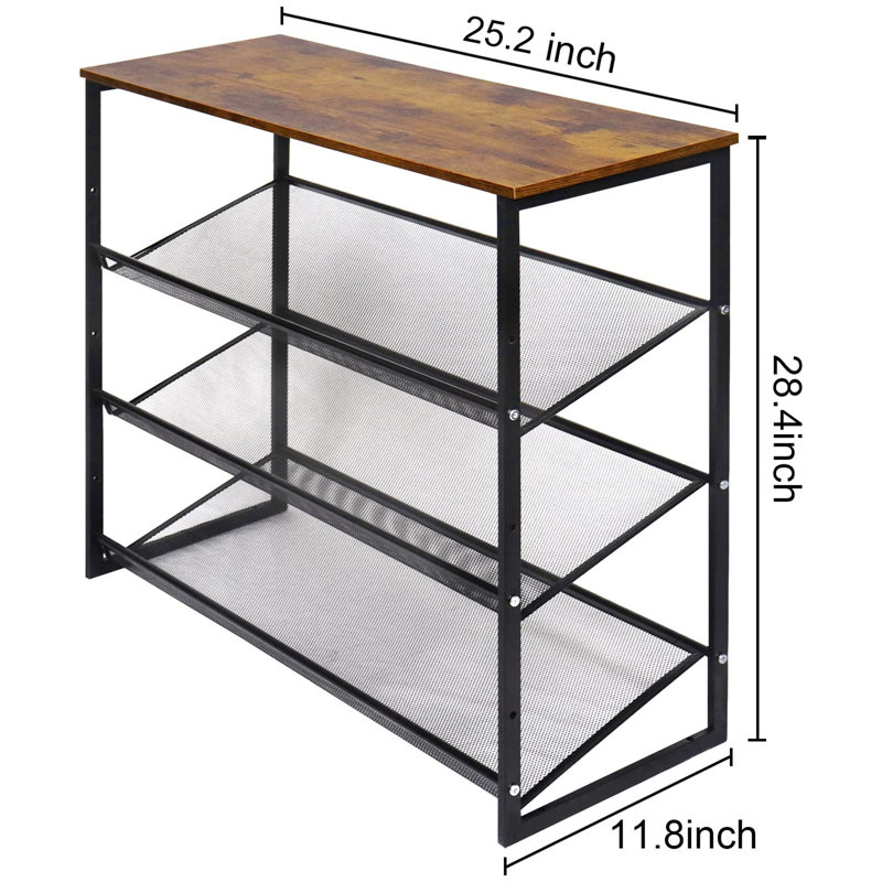 16 Pair Shoe Rack, Rustic Brown