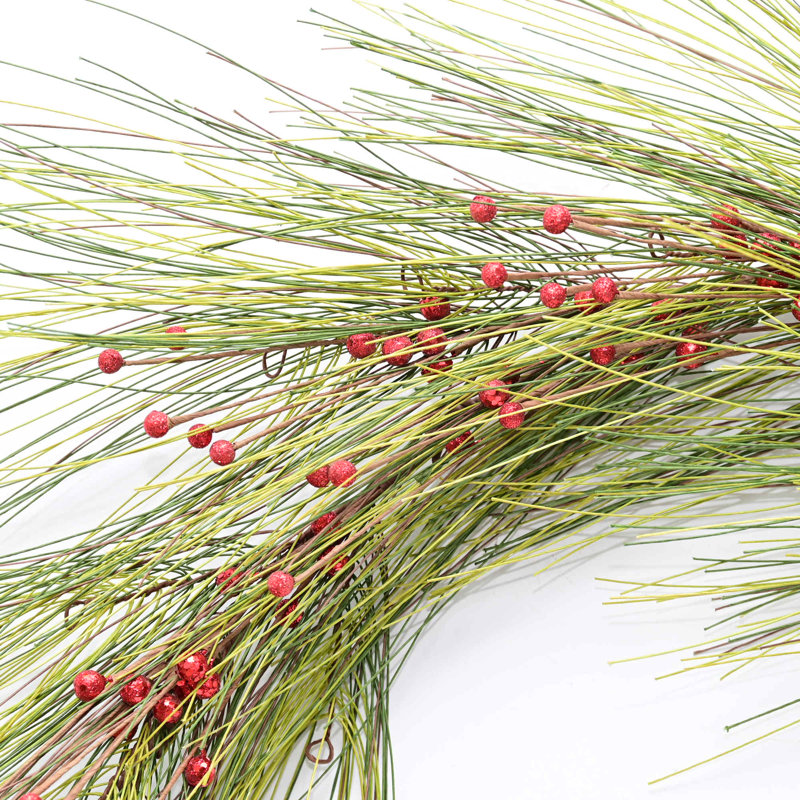 6 FT Artificial Farmhouse Garland For Mantle Door Fireplace, Greenery Grass Berry Garland For Winter Christmas Day Table Room Wedding Party Office Indoor Decor