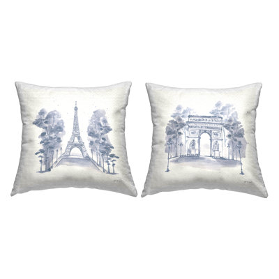 France Landsmarks Architecture 2 PC Outdoor Printed Pillow Set by Yvette St. Amant