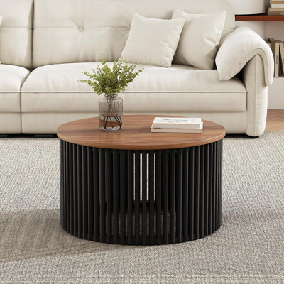 TABLE DE CAFÉ ACACIA EN BOIS MASSIF, DE COULEUR NATURELLE ET NOIRE