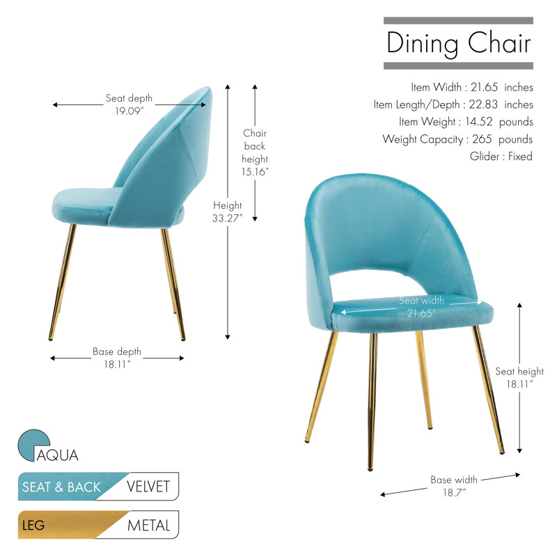 Arloine Upholstered Dining Chair, Aqua