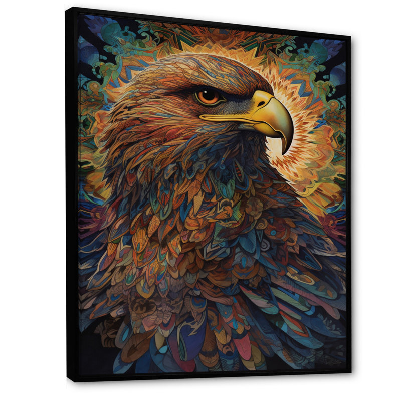 " Majestic Eagle Gaze Illustration I ", Black Floater Framed, 32" H x 16" W x 1" D