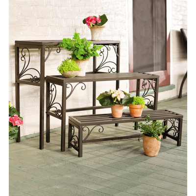 Nesting Metal Plant Stands with Scrollwork, Set of 3
