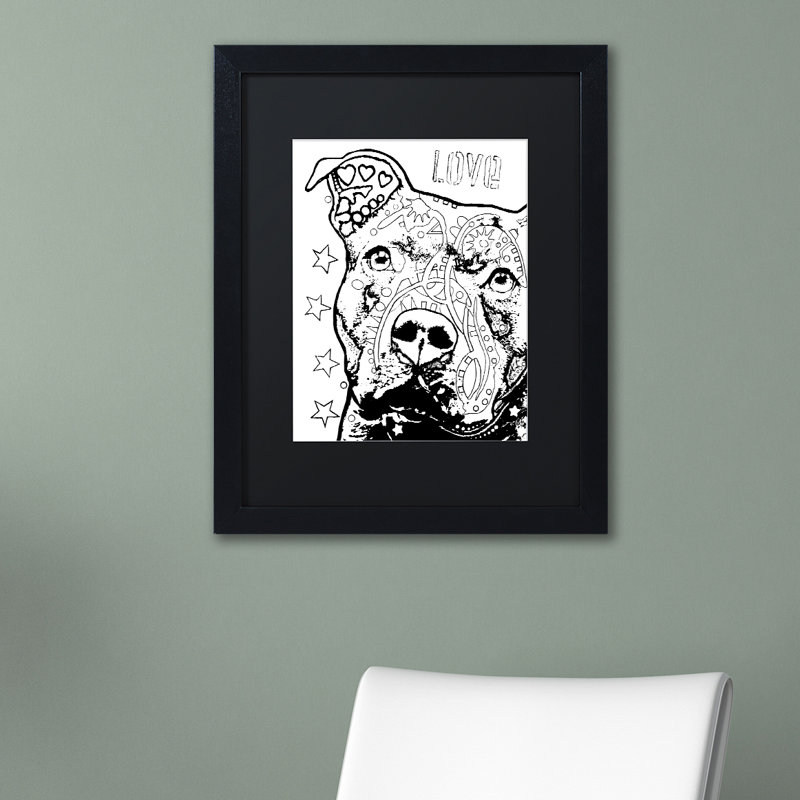 « consciencieux pitbull cb 1 », impression, Noir, H 14 po x l 11 po x P 0,5 po, Encadrement grain de bois