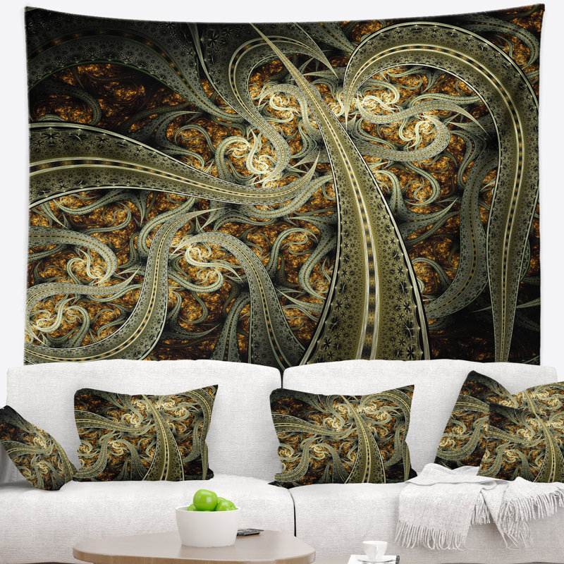 Tapisserie abstraite de modèle de tissu métallique, H 50 po x l 60 po