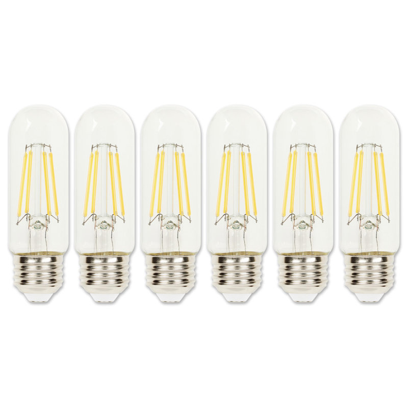 5.5 Watt (75 Watt Equivalent) Clear T10 Dimmable Filament LED Light Bulb, Medium Base, 6 Pack