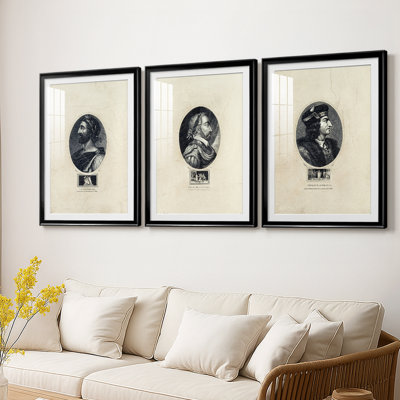Royal Portraits I - Impression personnalisée de qualité supérieure avec passe-partout - 3 pièces