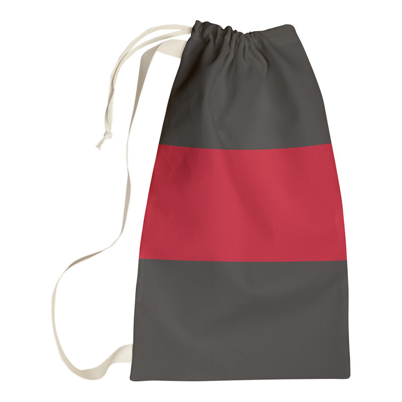 Fabric Laundry Bag with Handles, 29" H x 18" W x 1.5" D, Black/Scarlet Red/Black