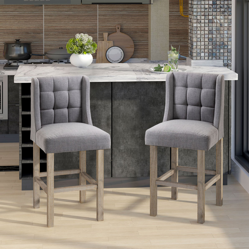 Tabouret Emsworth, gris, Tabouret de comptoir (siège d'une hauteur de 26 p