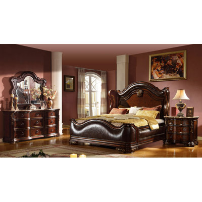 Ensemble de chambre à coucher 4 pièces Bella en bois de noyer foncé Bella