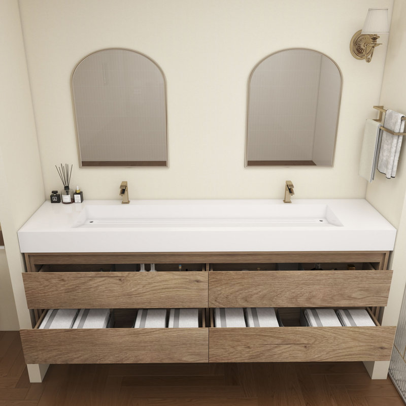 Victoria 84''Bathroom Vanity Base, Teak/Oak