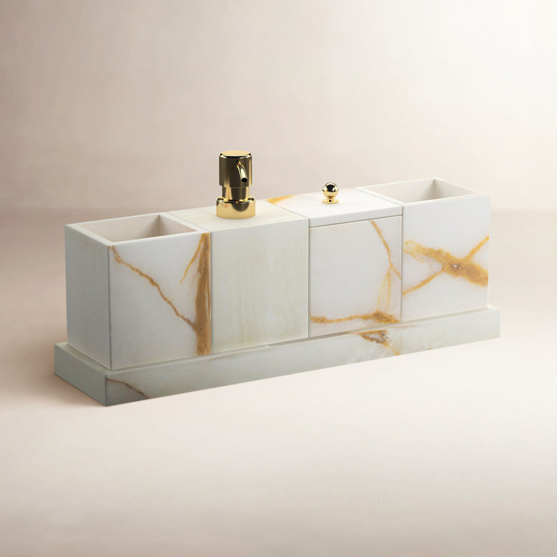 Ensemble d'accessoires de salle de bain Graciela Point, Brun onyx