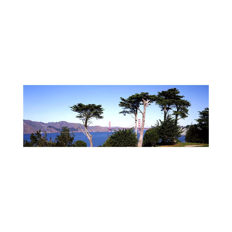 Suspension Bridge Across A Bay, Golden Gate Bridge - Wrapped Canvas Panoramic Print, 30.48 cm H x 91.44 cm W x 1.91 cm D
