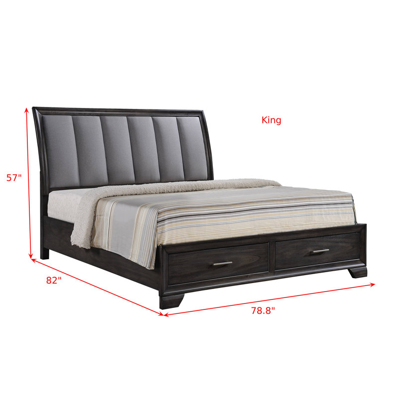 Ensemble de chambre avec lit plateforme de rangement Rodericka 6-1_Natividad, Très grand
