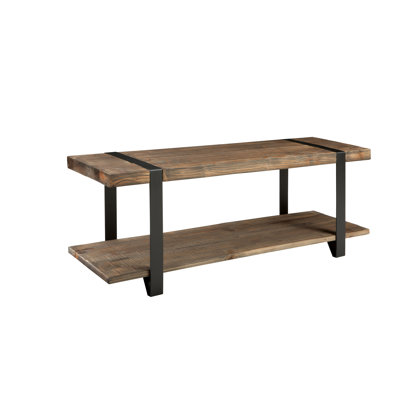 Alezzi 48" Wide Rustic Industrial Solid Wood and Metal Frame Entryway Bench With 1 Shelf