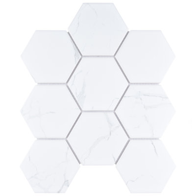 Carrione Super Hex Matte Carrara 10" x 11-1/2" Porcelain Mosaic Tile
