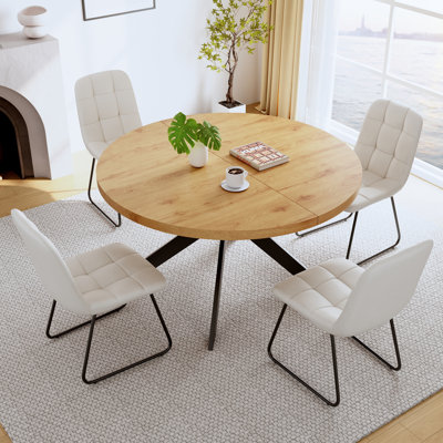 Ensemble 5 pièces de 4 chaises et table de salle à manger ronde Morden