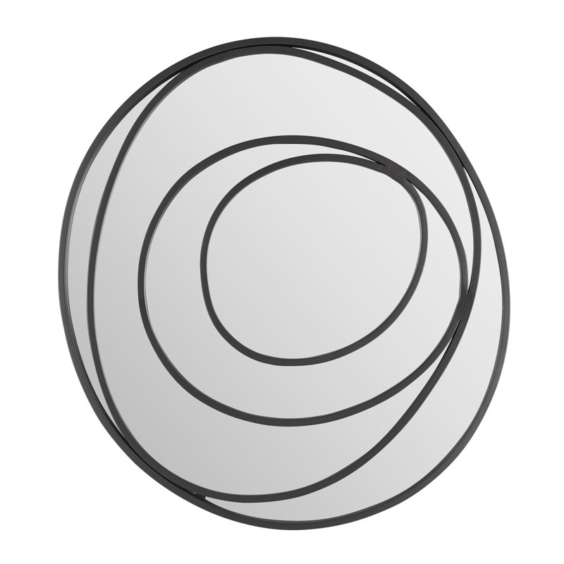 Crotts 25.5-inch Contemporary Continuous Circles Wall Mirror with Black Iron Accents