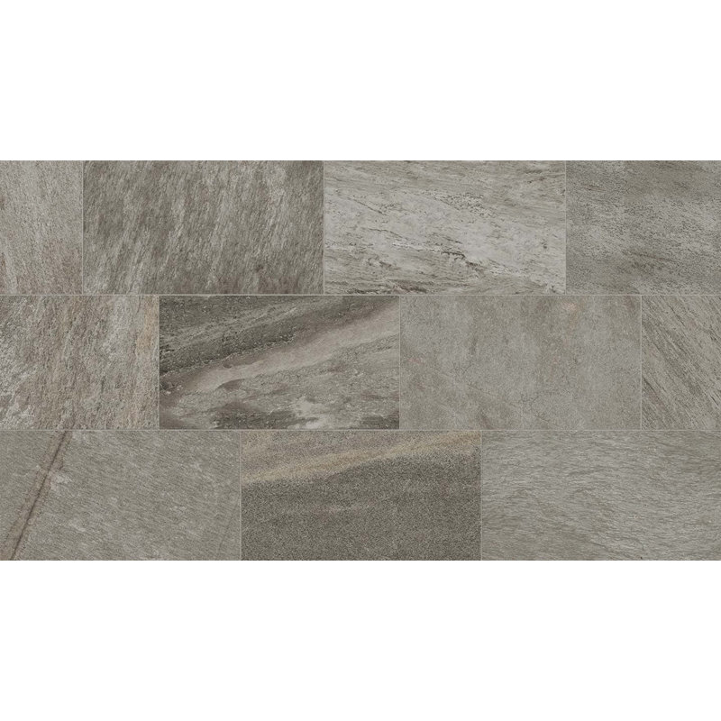 Carreau de porcelaine 12 po x 48 po aspect pierre, gris