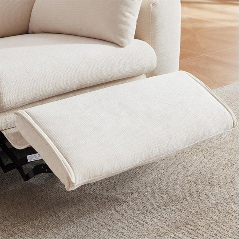 Canapé inclinable électrique inclinable de 115 po Helmetta, Chenille beige Banio