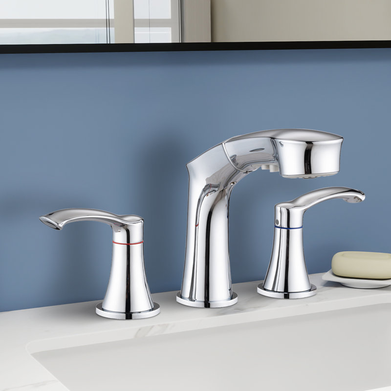 Topcraft 2 Handle Pull-down Bathroom Sink Faucet, Chrome