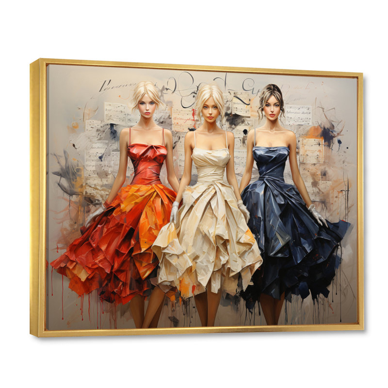 Women Women Luxury Elegance sur toile, H 12 po x l 20 po x P 1 po, Cadre flottant doré