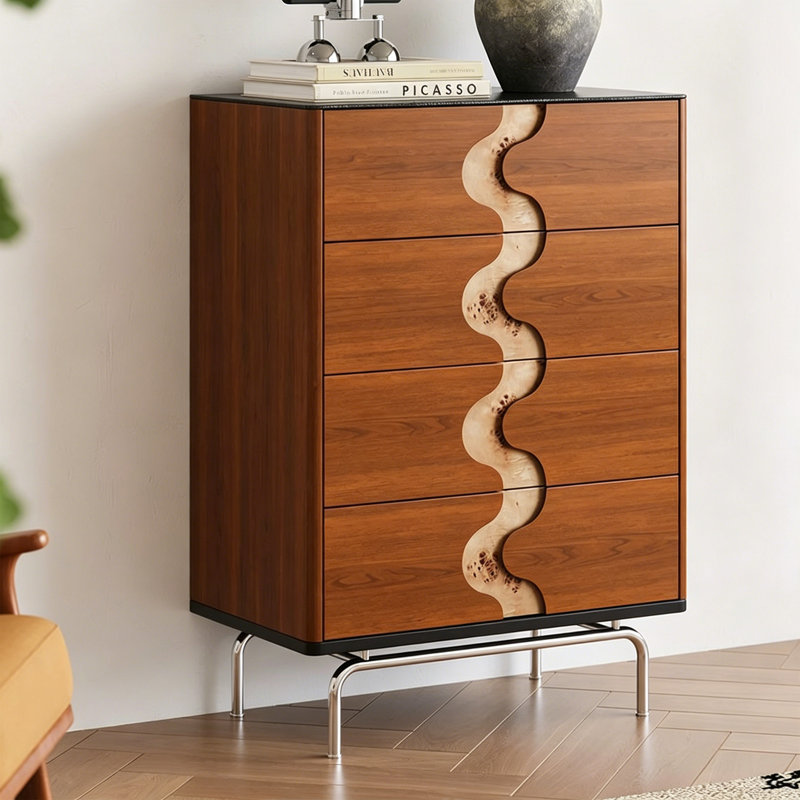 Commode d'appoint courbée en acier inoxydable