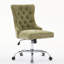 Chaise de bureau pivotante réglable, chenille moderne rembourrée avec bouton, base en métal, assise large, garniture cloutée décorative fabriquée à la main, éponge à rebond élevé-132960761-132960764