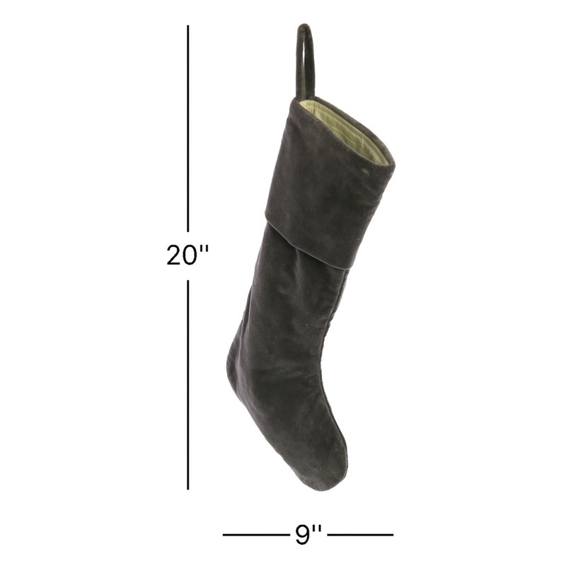 Chaussette de Noël en velours, Gris foncé